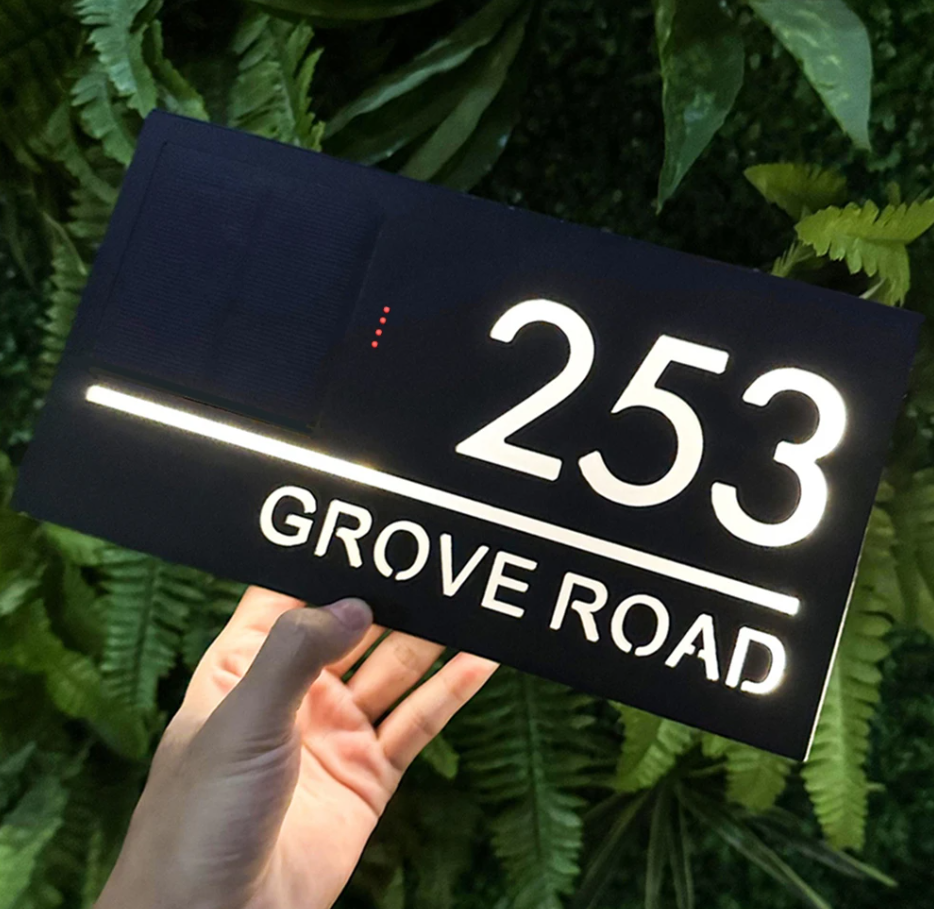 SOLAR LED HOUSE SIGN ADDRESS MULTI COLOUR COLOR SIGN CUSTOM LIGHT UP NUMBER PLAQUE