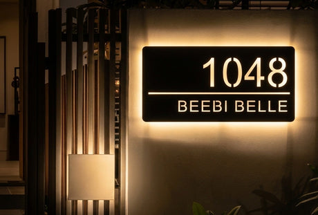 Custom LED Light Up House Sign | Illuminated Black Acrylic Address Plaque