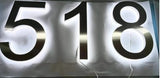 Custom LED House Number Sign | Backlit Stainless Steel Address Plaque | Silver