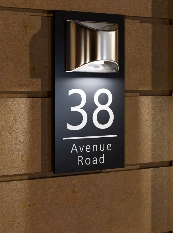 Custom Solar LED Aluminium House Sign | Personalised Address Plaque