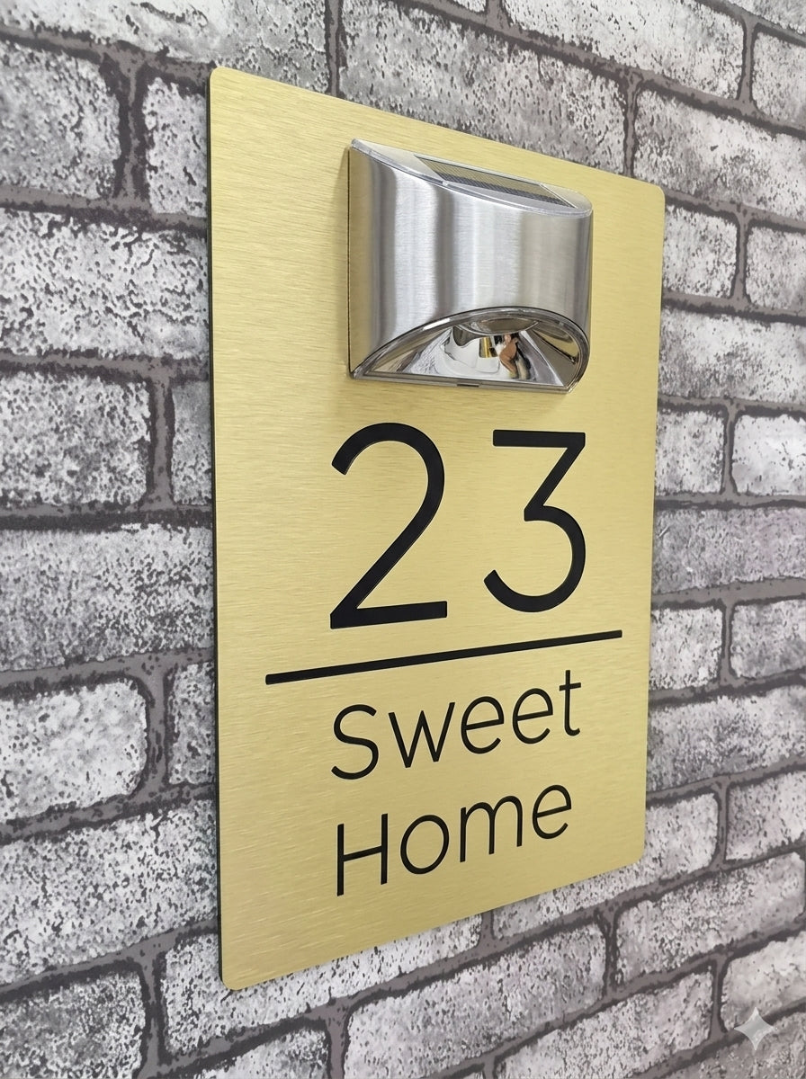 Custom Solar LED Aluminium House Sign | Personalised Address Plaque