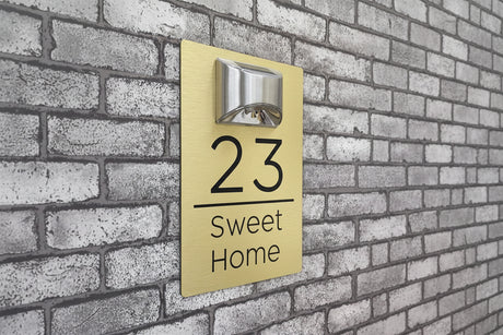 Custom Solar LED Metal Aluminium House Sign | Personalised Address Plaque