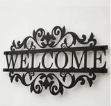 WELCOME HOUSE SIGN ADDRESS SIGN BLACK METAL STREET PLAQUE 35CM