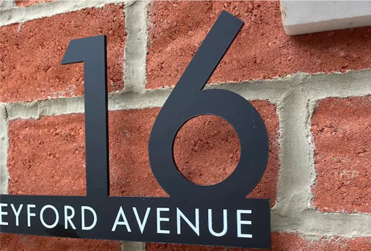 Custom House Sign | Black & White Acrylic Personalised Address Plaque