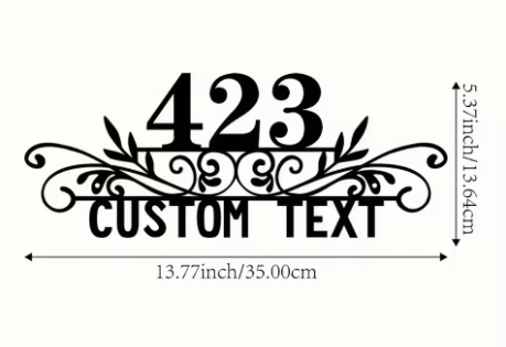 HOUSE SIGN ADDRESS SIGN BLACK POWDER COATED STEEL NUMBER STREET ADDRESS PLAQUE