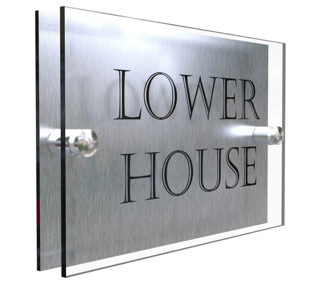 HOUSE SIGN ADDRESS MODERN SILVER ACRYLIC ALUMINIUM NUMBER LASER CUT