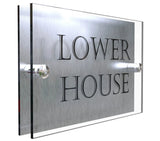 HOUSE SIGN ADDRESS MODERN SILVER ACRYLIC ALUMINIUM NUMBER LASER CUT