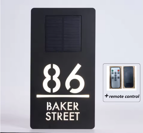 Custom Vertical Solar LED House Sign | Personalised Address Plaque