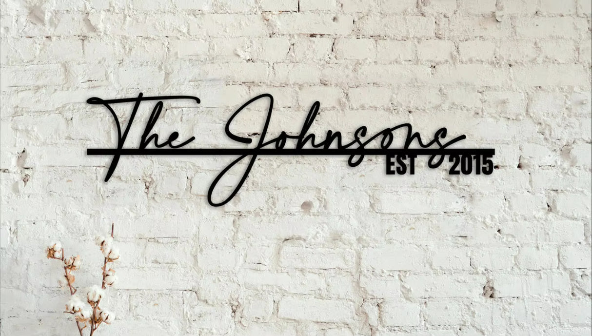 Custom Family Name Sign | Personalised Black Metal Address Plaque