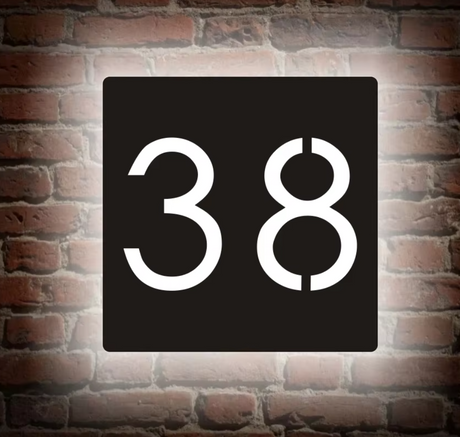 Custom LED Light-Up Square House Sign | Illuminated Address Plaque
