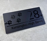 HOUSE SIGN PAW PRINTS CAT DOG LASER CUT CUSTOM ACRYLIC STREET ADDRESS SIGN