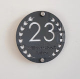 HOUSE SIGN ADDRESS CUSTOM SIGN LASER CUT ROUND ACRYLIC MODERN HOUSE NUMBER PLAQUE