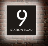 Custom LED Light-Up Square House Sign | Illuminated Address Plaque