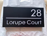 Custom LED House Number Sign | Black Stainless Steel Backlit Plaque