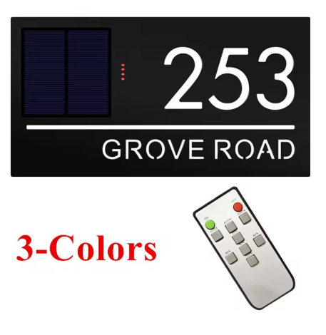 SOLAR LED HOUSE SIGN ADDRESS MULTI COLOUR COLOR SIGN CUSTOM LIGHT UP NUMBER PLAQUE