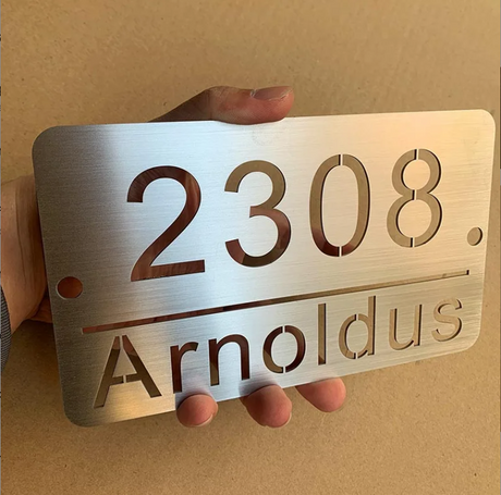 Personalised Stainless Steel House Sign | Laser-Cut Address Plaque