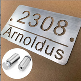 CUSTOM STAINLESS STEEL HOUSE SIGN NUMBER STREET SIGN SILVER ADDRESS DOOR WALL PLAQUE
