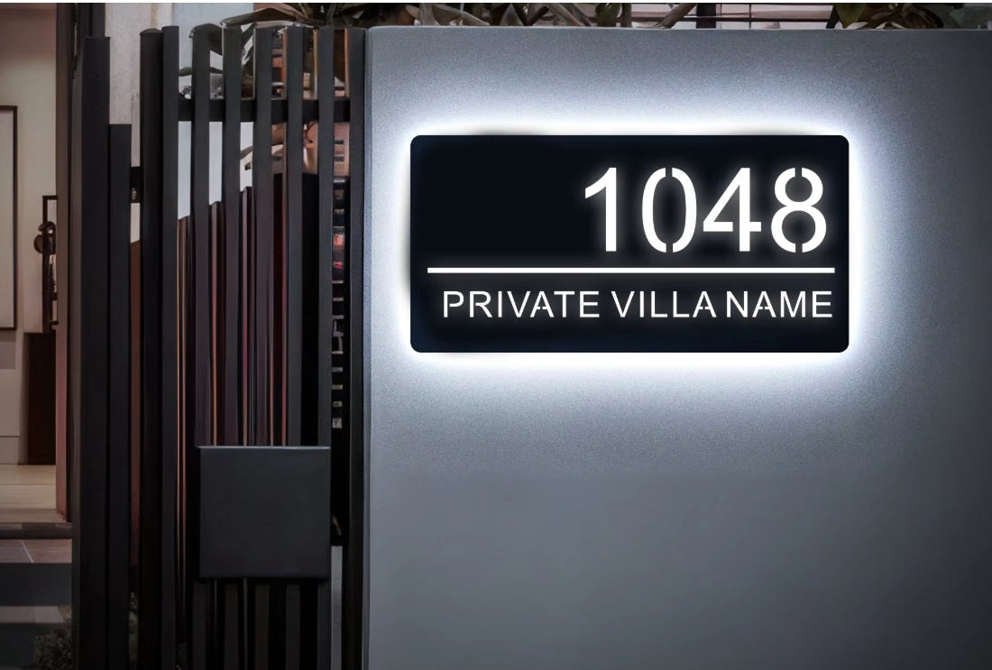 LIGHT UP LED 3D BLACK HOUSE SIGN ADDRESS SIGN CUSTOM NUMBER PLAQUE