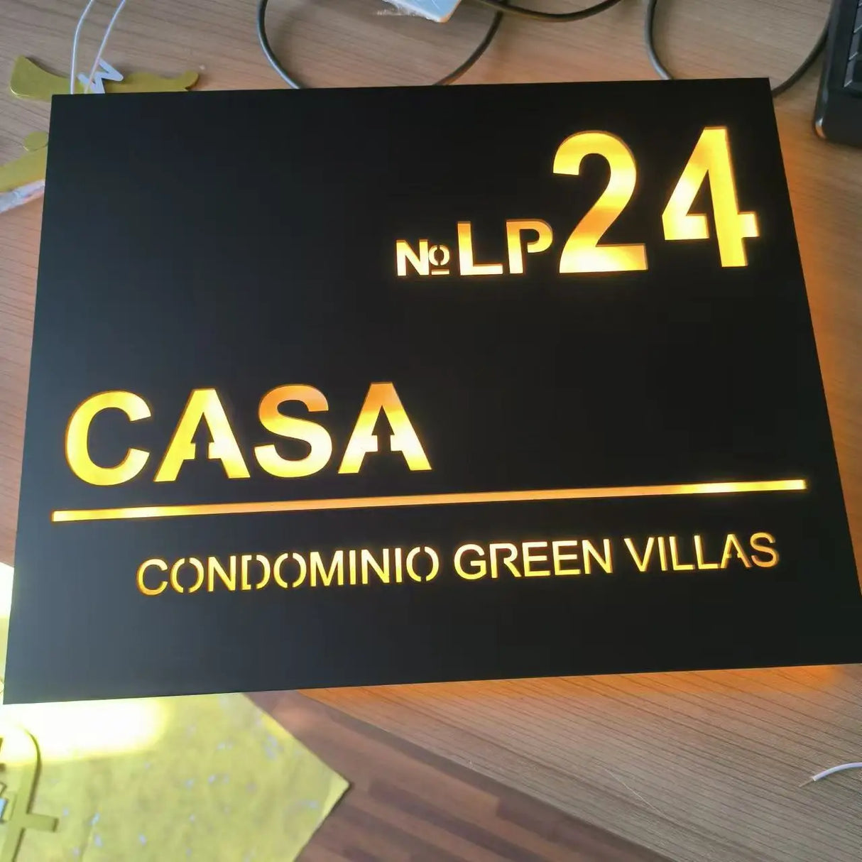 LIGHT UP LED 3D BLACK HOUSE SIGN ADDRESS SIGN CUSTOM NUMBER PLAQUE