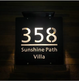 Custom Solar LED 3D Acrylic House Sign | Personalised Warm Light Address Plaque