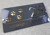 HOUSE SIGN PAW PRINTS CAT DOG LASER CUT CUSTOM ACRYLIC STREET ADDRESS SIGN