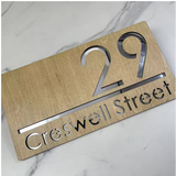 WOOD WOODEN CUSTOM OUTDOOR HOUSE SIGN NUMBER STREET HOUSE ADDRESS WALL MAIL BOX LETTER BOX PLAQUE