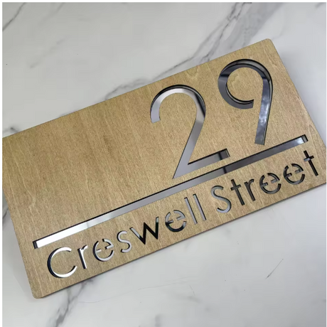 WOOD WOODEN CUSTOM OUTDOOR HOUSE SIGN NUMBER STREET HOUSE ADDRESS WALL MAIL BOX LETTER BOX PLAQUE