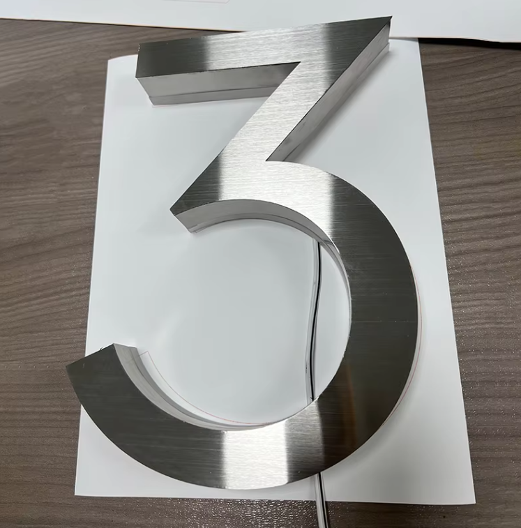 Custom LED House Number Sign | Backlit Stainless Steel Address Plaque | Silver