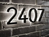 Custom LED House Number Sign | Backlit Stainless Steel Address Plaque | Gold