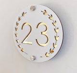 HOUSE SIGN ADDRESS CUSTOM SIGN LASER CUT ROUND ACRYLIC MODERN HOUSE NUMBER PLAQUE