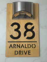 Solar LED Wooden Custom House Sign 28cm | Illuminated Wood Address Plaque